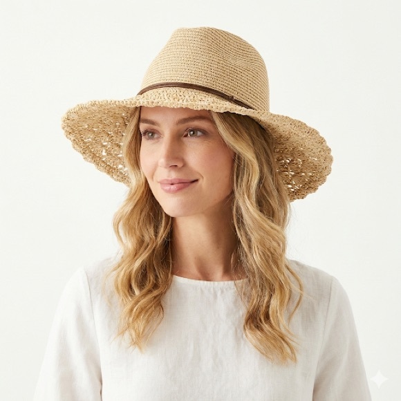 San Diego Hat Company Accessories - San Diego Hat Company Tan Woven Hat with Brown Band